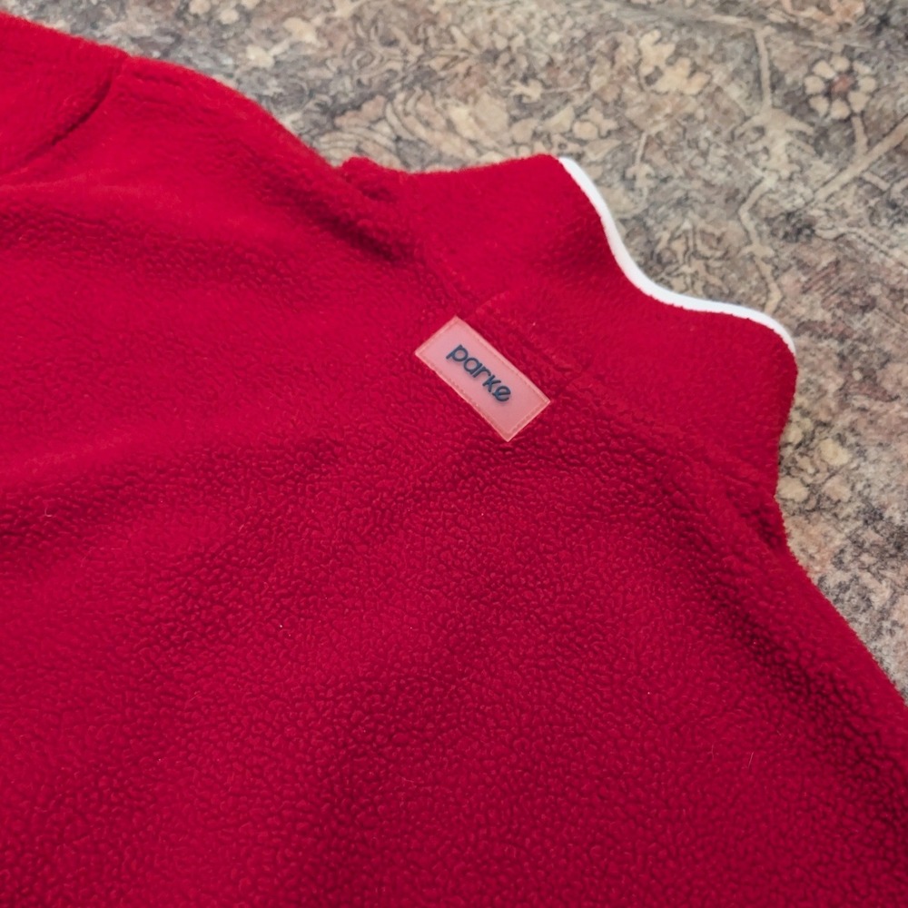 Parke Womens Red Sherpa Fleece Snap Mock Neck Pullover American Flag L/XL - Picture 6 of 8